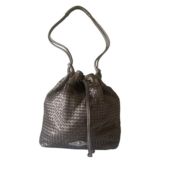 Elliot Lucca Bucket Handbag Brown Metallic Medium Y2K - Picture 1 of 8